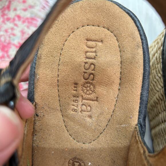 Bussola Black Boho Leather Sling Back Platform Wedge Trinidad Sandal 40 / 9-9.5 - Picture 6 of 11